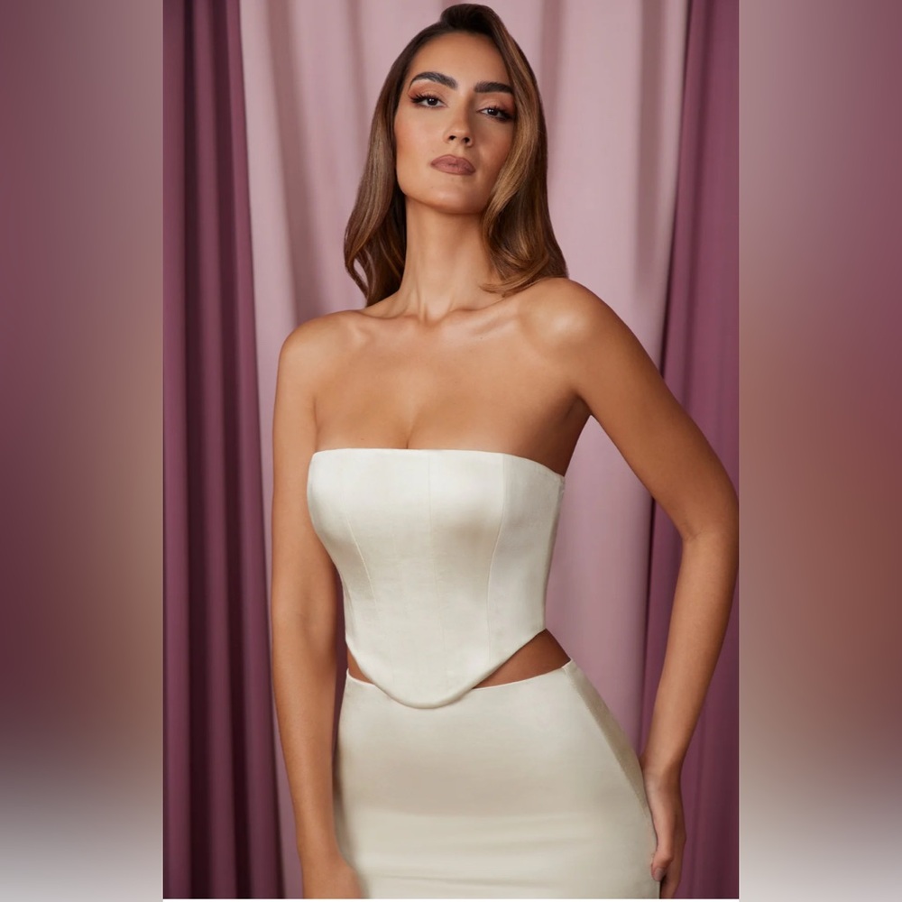 Oh Polly Cream Strapless Corset Top